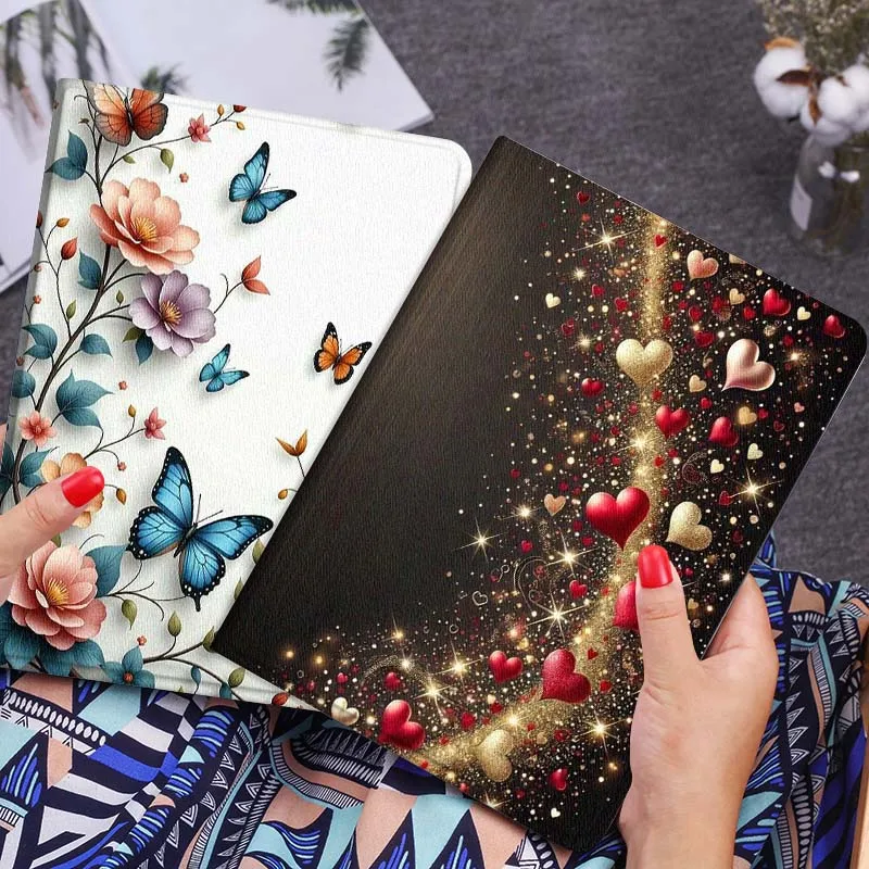 

Glitter Heart Curve Sparkle Gift Tablet Case For Lenovo Xiaoxin Legion Pad Tab Pro GT Y700 Gen4 2 11 P11 M10 K10 3rd Plus Gen