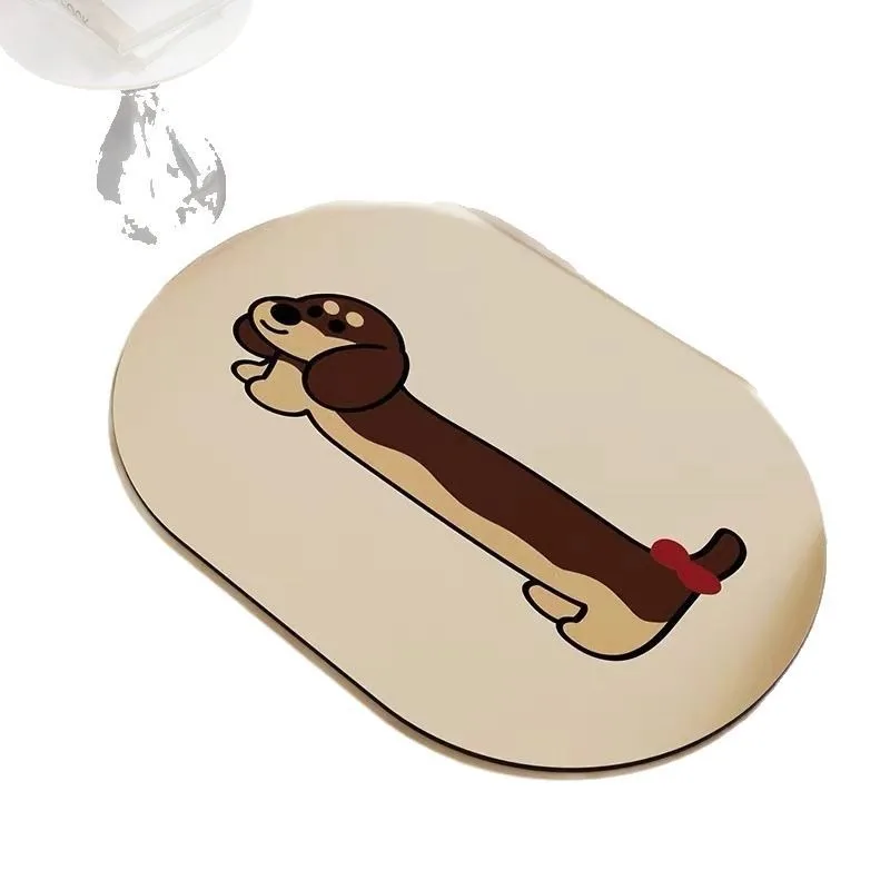 

Dachshund floor mat, soft diatom mud absorbent mat at the bathroom door