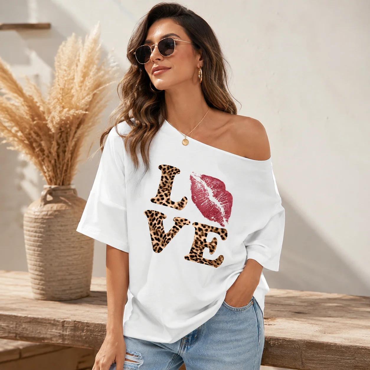 Y-Retro Sunshine Plus Pure Cotton Shoulder Loose Y2K T-shirt Women's Fashionable Cotton Top Comfortable Women's Clothing