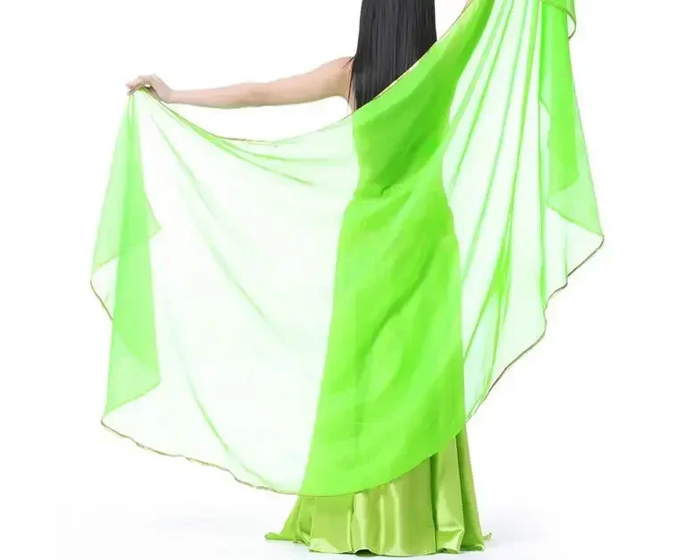 250*120cm Stage Performance Belly Dance Scarf Shawl Light Texture Half Circle Veils Professional Women Belly Dance Veil Chiffon