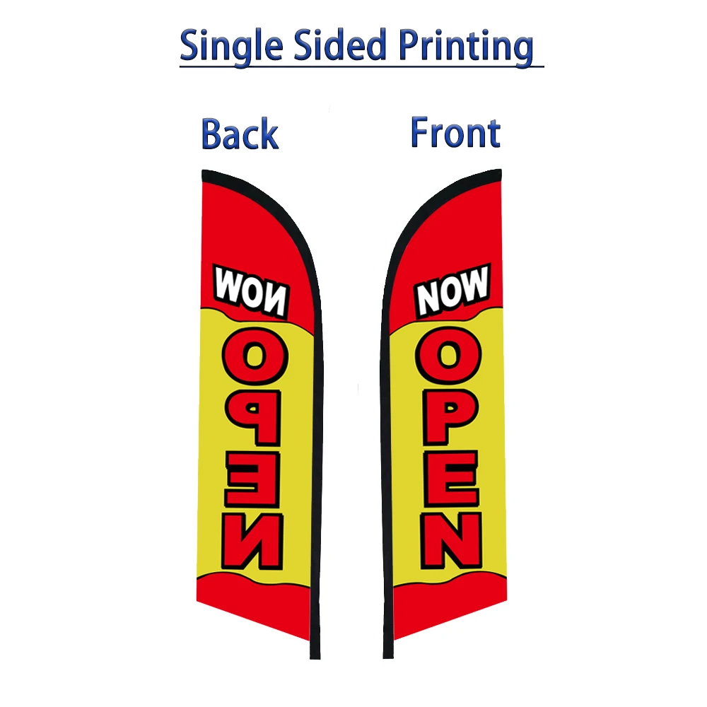 Double Sided Feather Flag NOW OPEN Banner Only Flags Without Flagpole Beach Flag Supermarket Restaurant Outdoor Decro