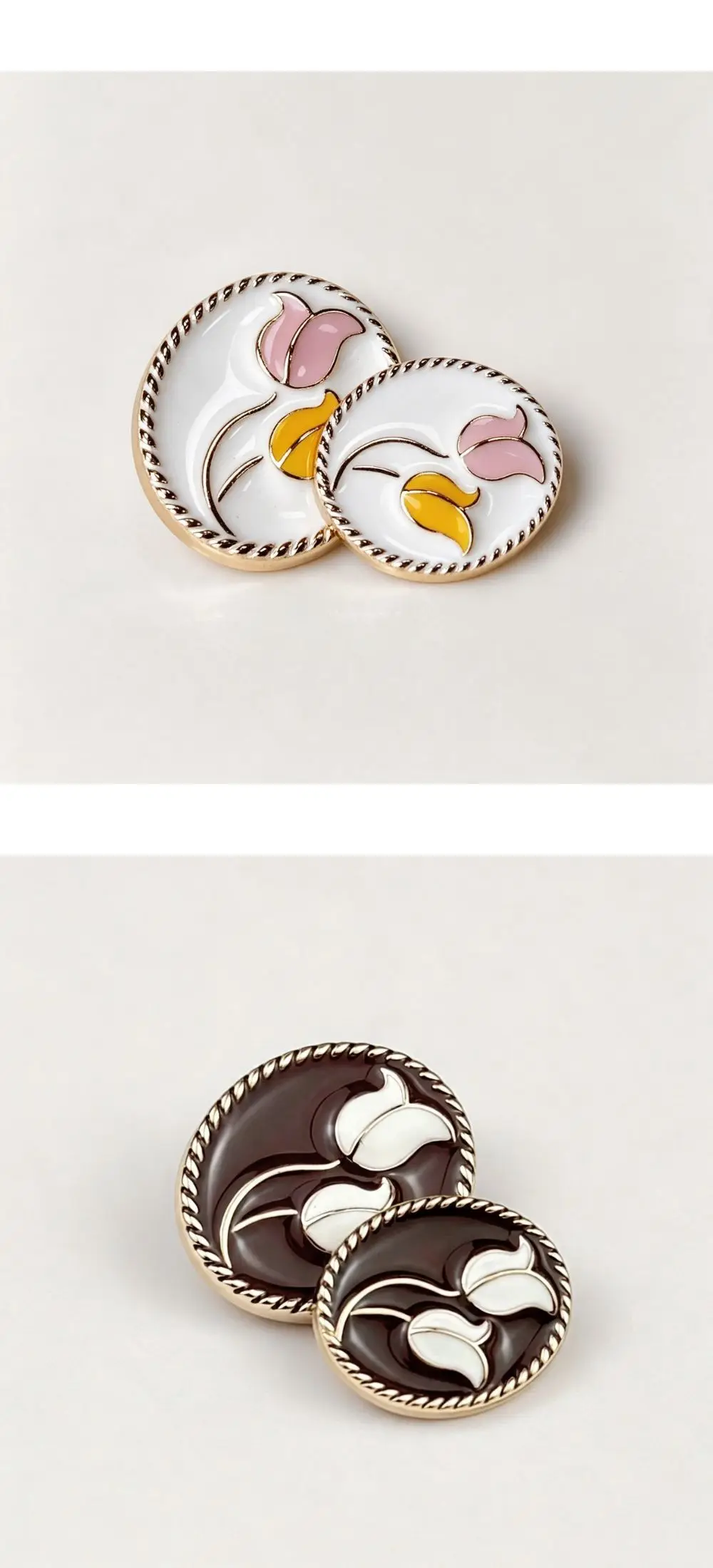 10 Stück Metallknöpfe, Bekleidungszubehör, Blumen-Dekoration, hochwertige Mantelknöpfe, DIY-Bastelzubehör, Nähzubehör, ovale Knöpfe – Detail 4