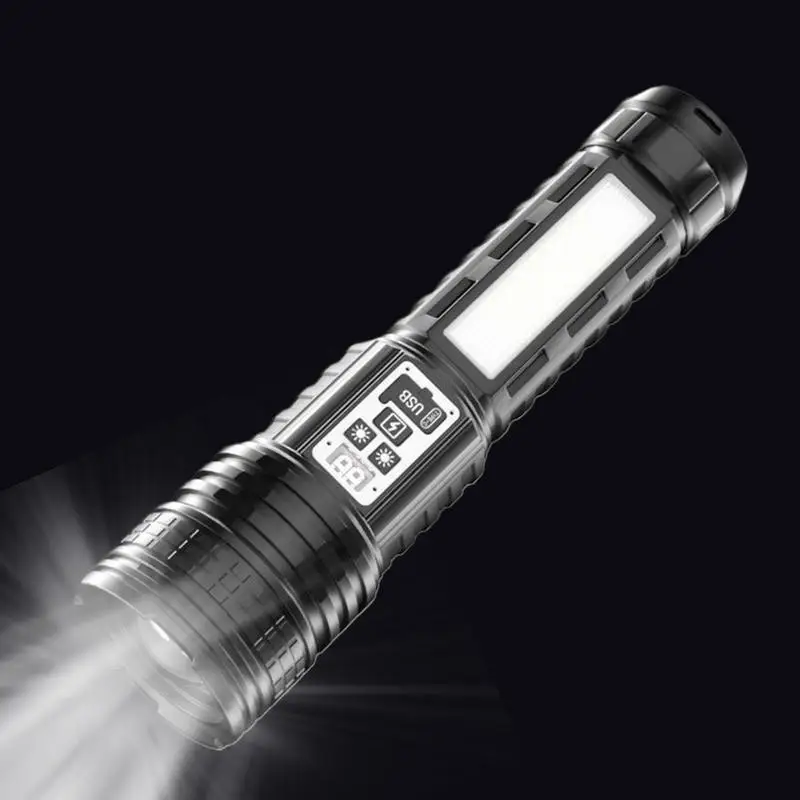 

High Powered Flashlight Long Distance Outdoor Torch Portable Bright Flashlight With Side Light And LCD For Outdoor Camping