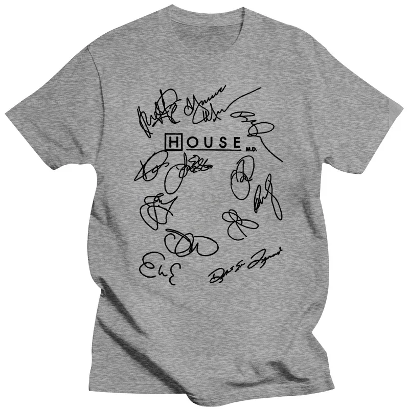 Men Dr House Tops 4xl 5xl Tee Shirt Round Neck Short Sleeve T-Shirts 100% Cotton House Md Script Awesome T Shirt  men clothing