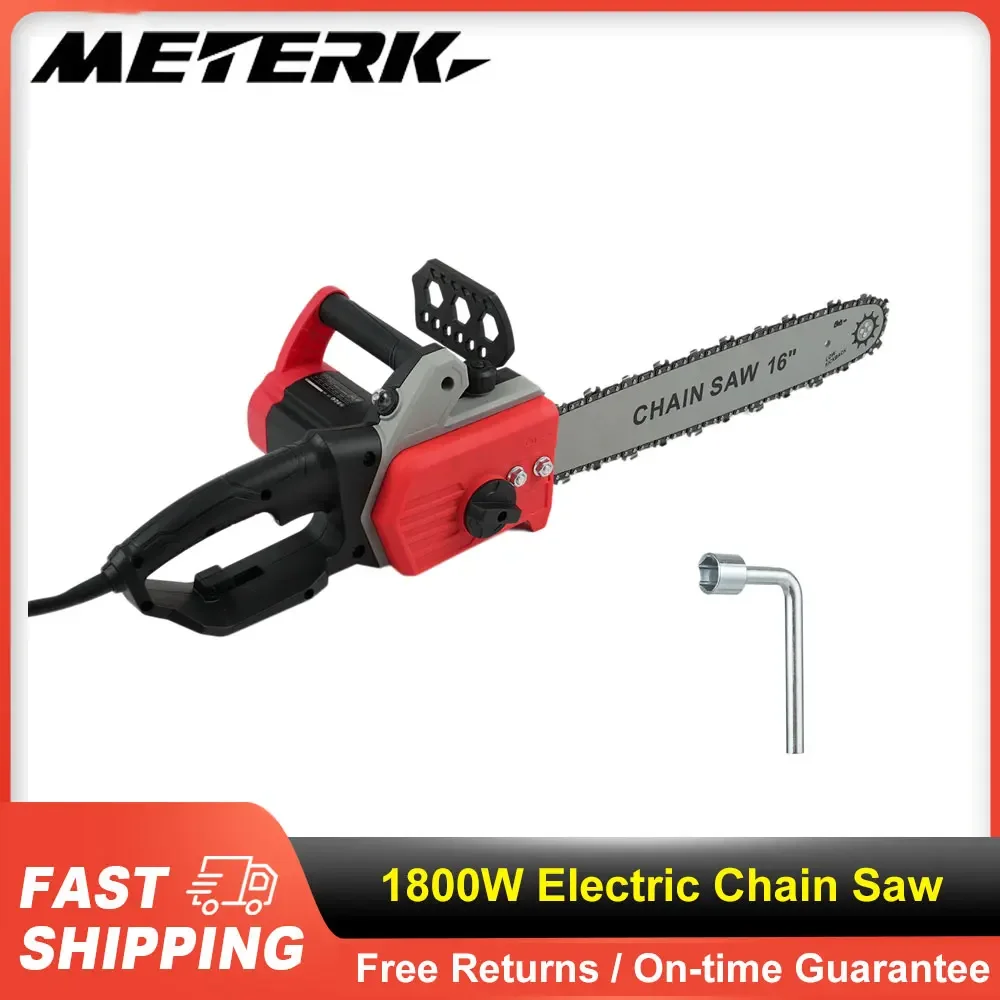 1800W Electric Chain Saw Powerful Corded Chainsaw with 16 Inch Chain and Bar Light Weight Multi Angle Fast Cut Powerful Tools