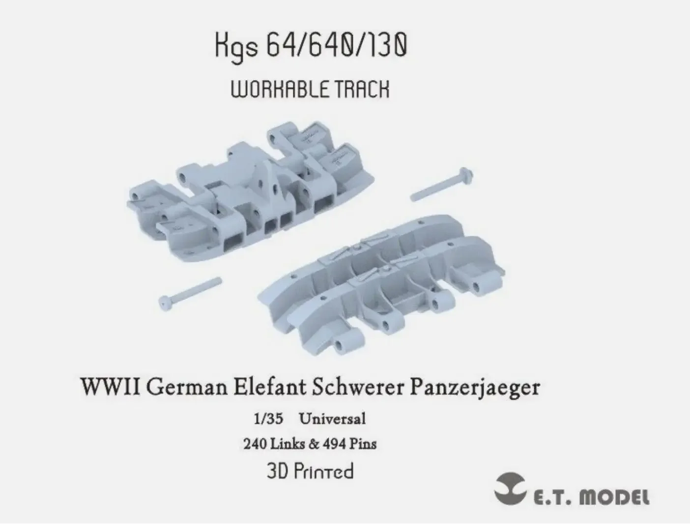 ET Model P35-009 1/35 WWII German Elefant Schwerer Panzerjaeger Workable Track