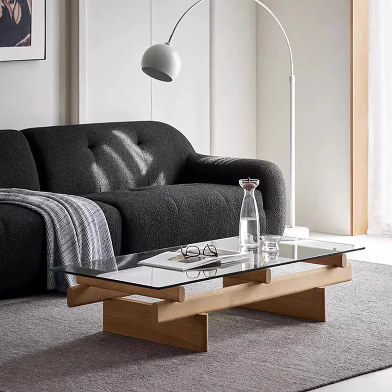 Madeira simples mesa de centro sala estar luxo vidro exclusivo mesa café minimalista moderno auxiliar lounge suíte móveis