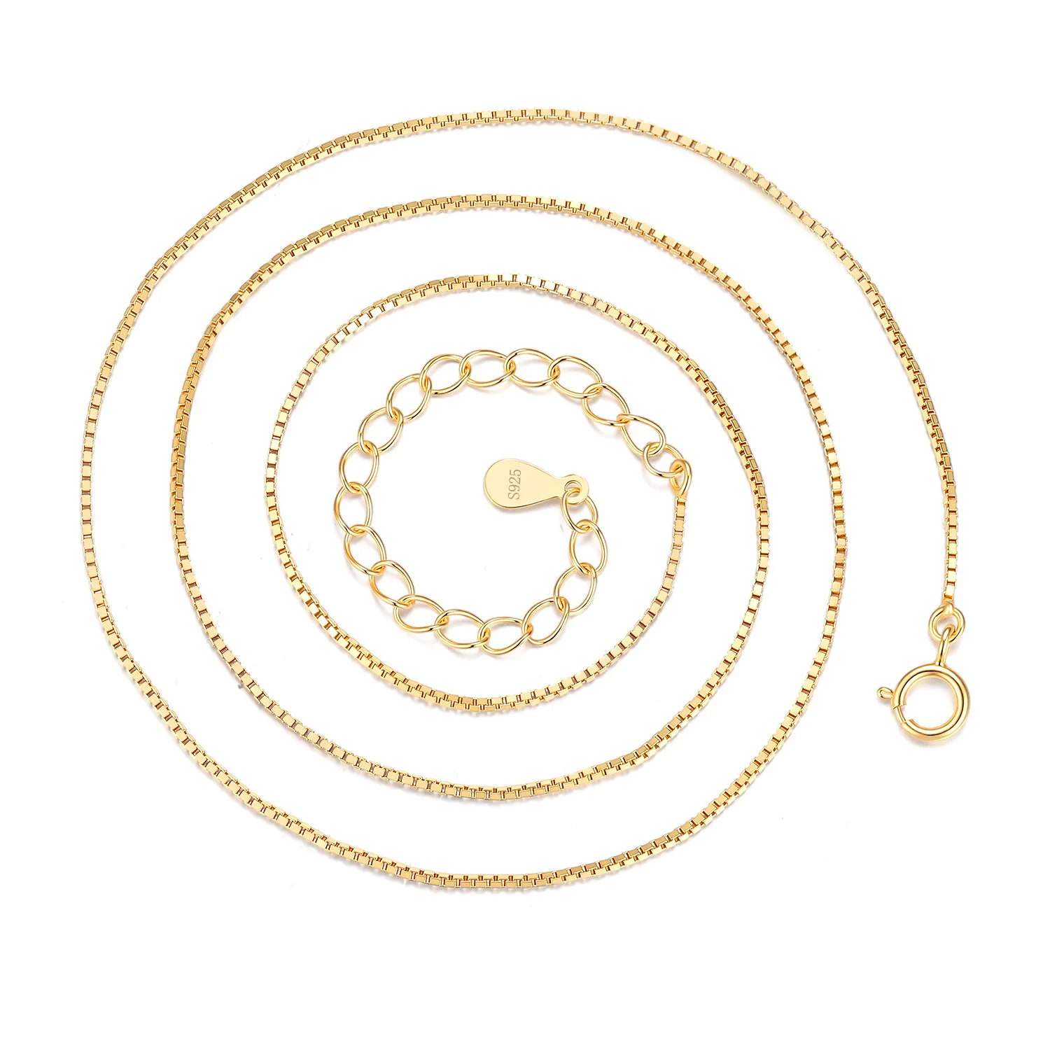 Real 925 Sterling Silver Thin Box Chain Necklace Adjustable Extension Blank DIY Pendant Base Fine Silver Jewelry For Women Gift