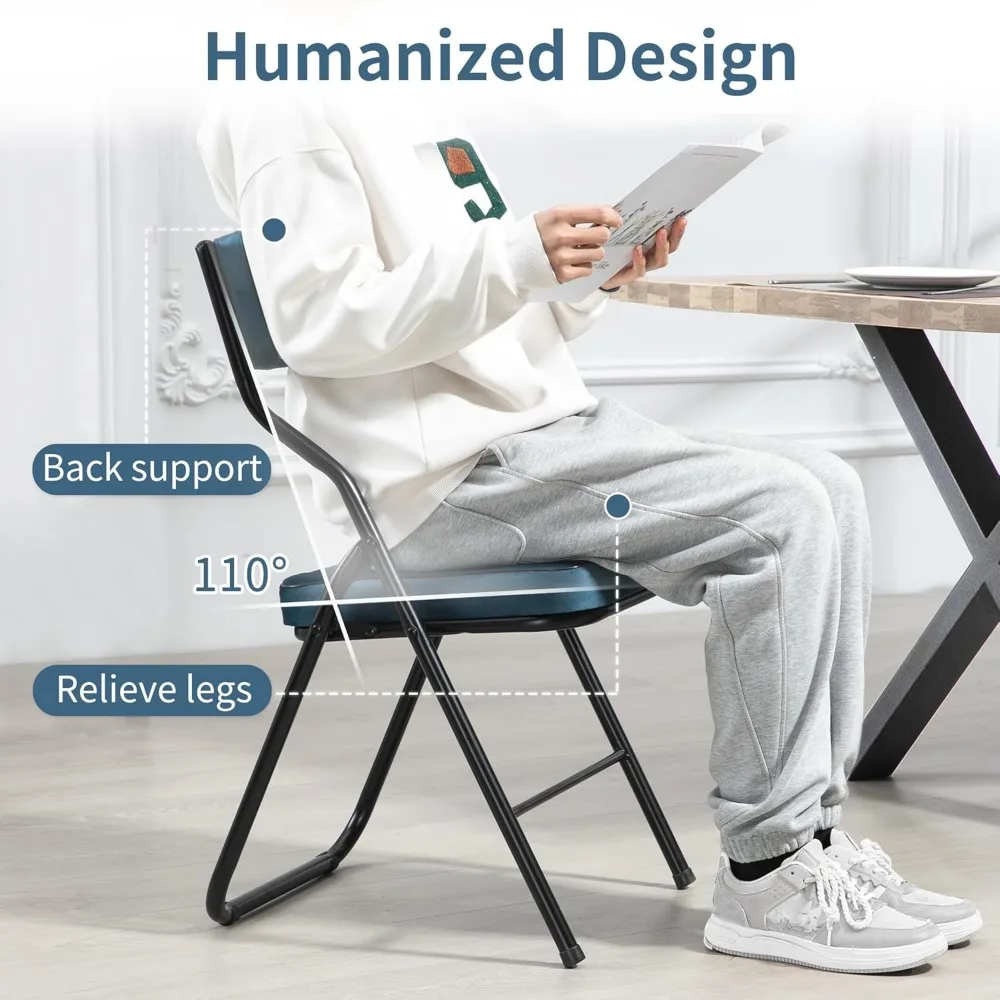 Padded Folding Chairs 4-Pack - Cushioned, Portable Dining Chairs for Kitchen, Extra Seating for Guests, Assembled