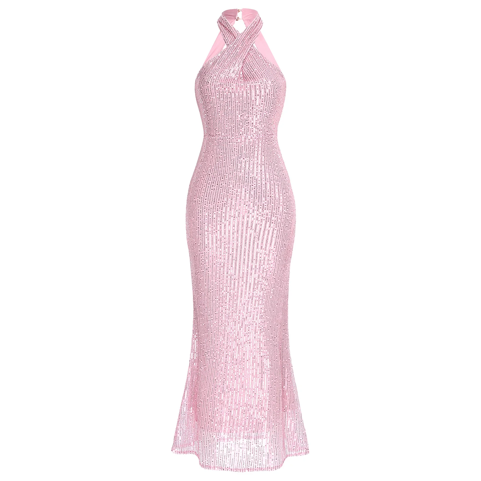 فستان نسائي طويل لامع معبر رسن بدون ظهر ترتر فستان بدون أكمام بقصة ضيقة رداء حفلات لولائم الزفاف المسائية #2