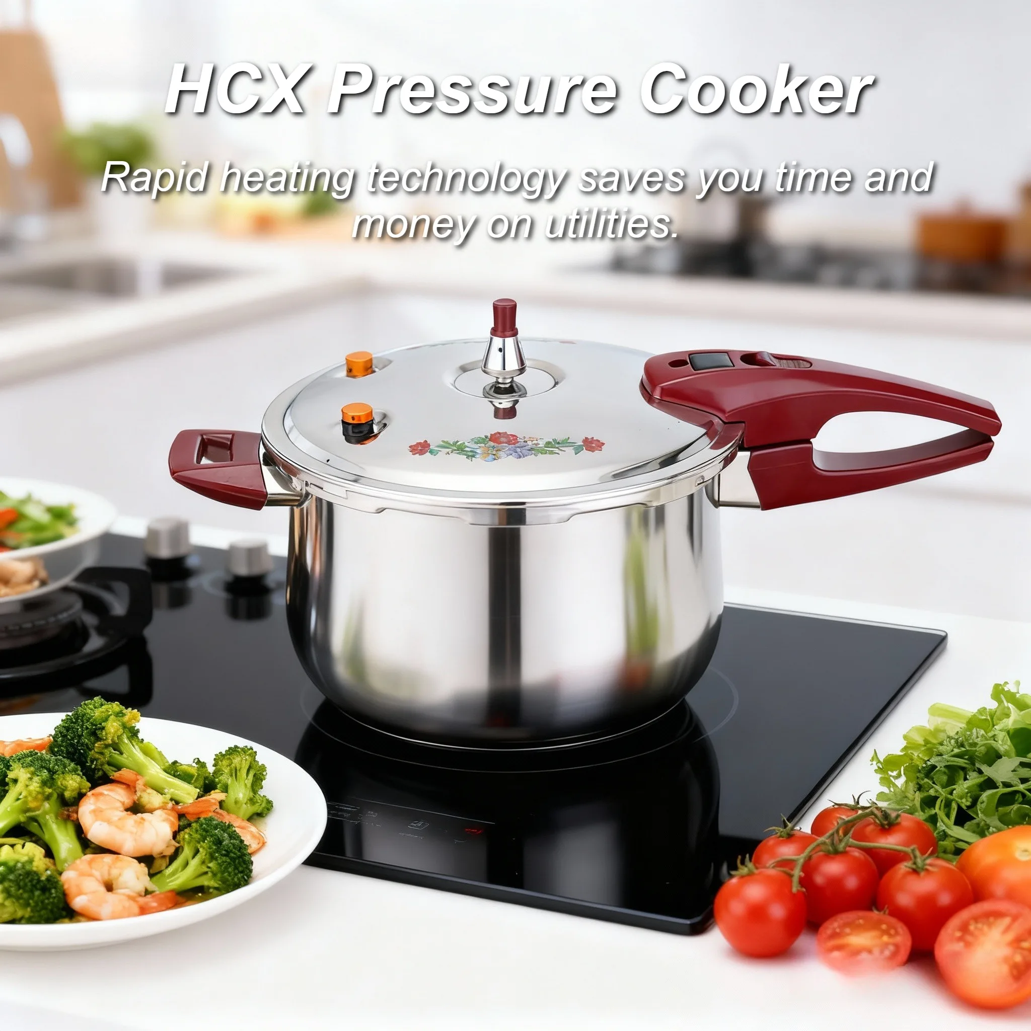 

22cm Multi-Function Pressure Cooker with Even Heat Distribution, Fast Cooking, Saves Time & Energy, All-Stove Compatible.