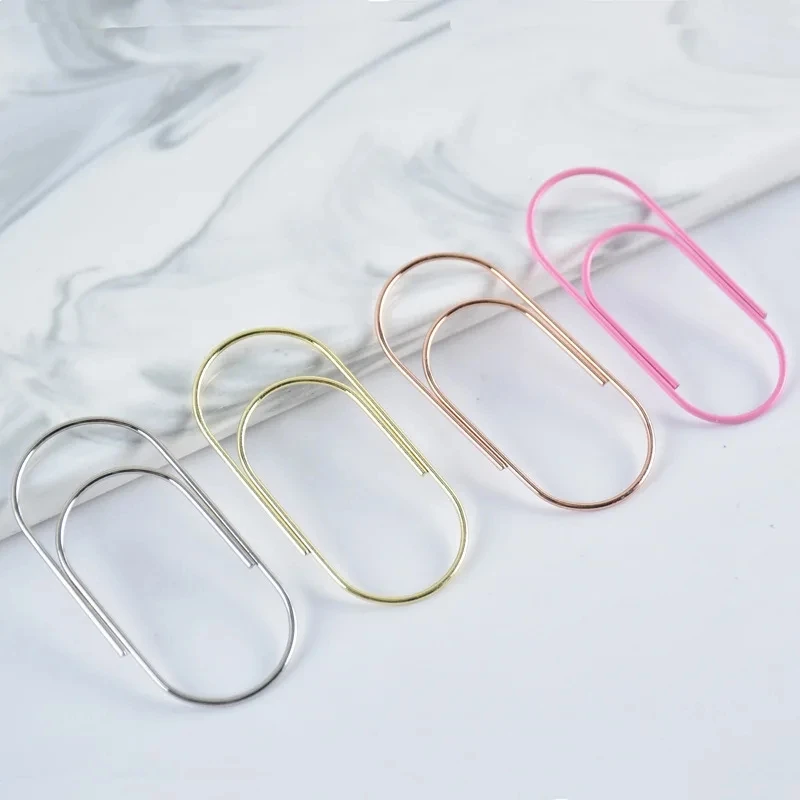 15pcs Large Size Paper Clips 50x25mm Wide Design 4 Color Options for Documents