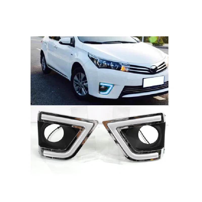 

Автомобильные мигающие дневные ходовые огни для Toyota Corolla 2014, 2015, 2016, дневные ходовые огни, водонепроницаемые противотуманные фары белого цвета, 1 комплект