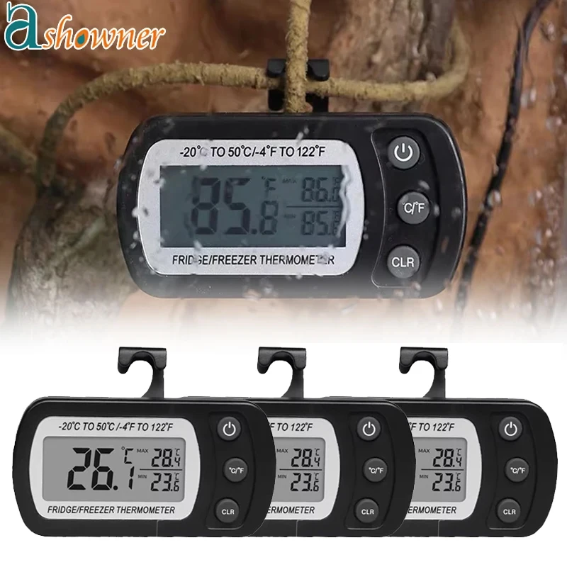 Kitchen Refrigerator Freezer High-definition Digital Display Electronic Thermometer Waterproof with Hook Hanging Space Saving