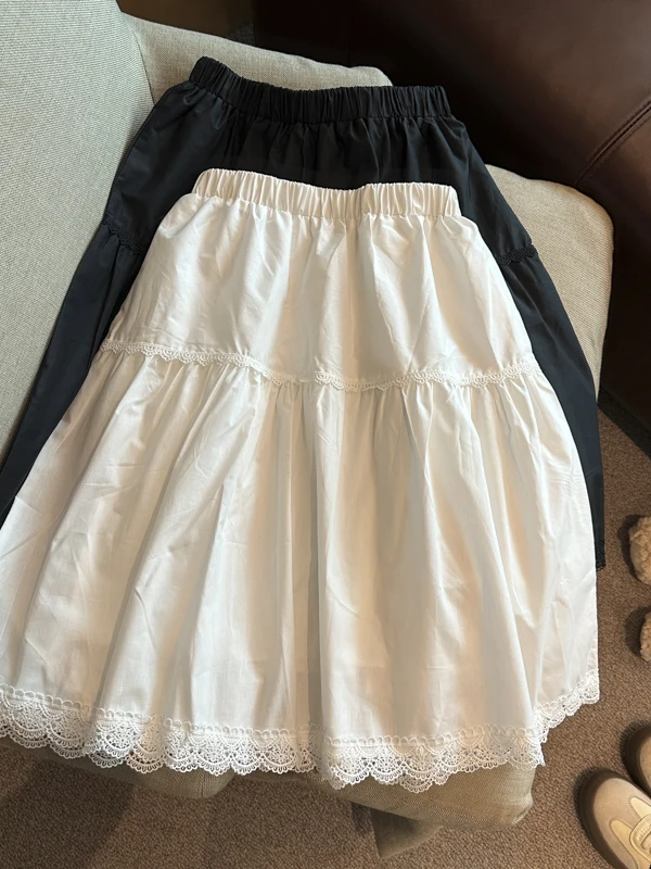 

Korean Design Sensation White Lace A-Line Skirt Women's High Waist Slimming Spring 2026 New Sle f-length Skirts