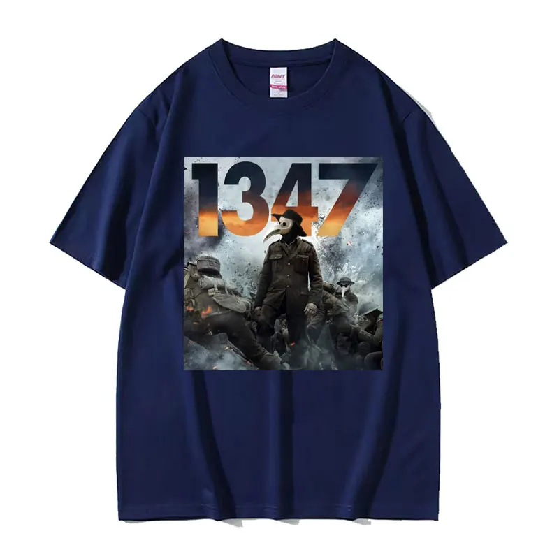 1347 Plague Doctor 2024 Graphic T-shirt Men's Fashion Trend Gothic Oversized T Shirts Unisex Casual Cotton Short Sleeve T Shirt