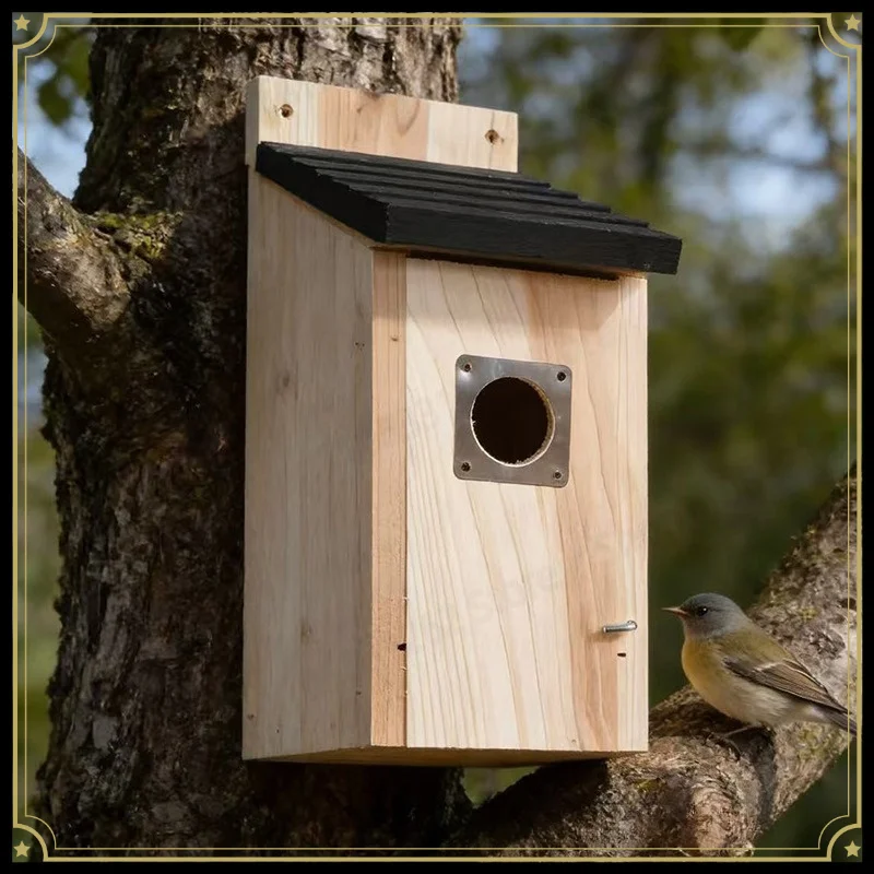 Wooden Bird House Outdoor Hanging Country Garden Bird Cage Solid Wood Bird Nest