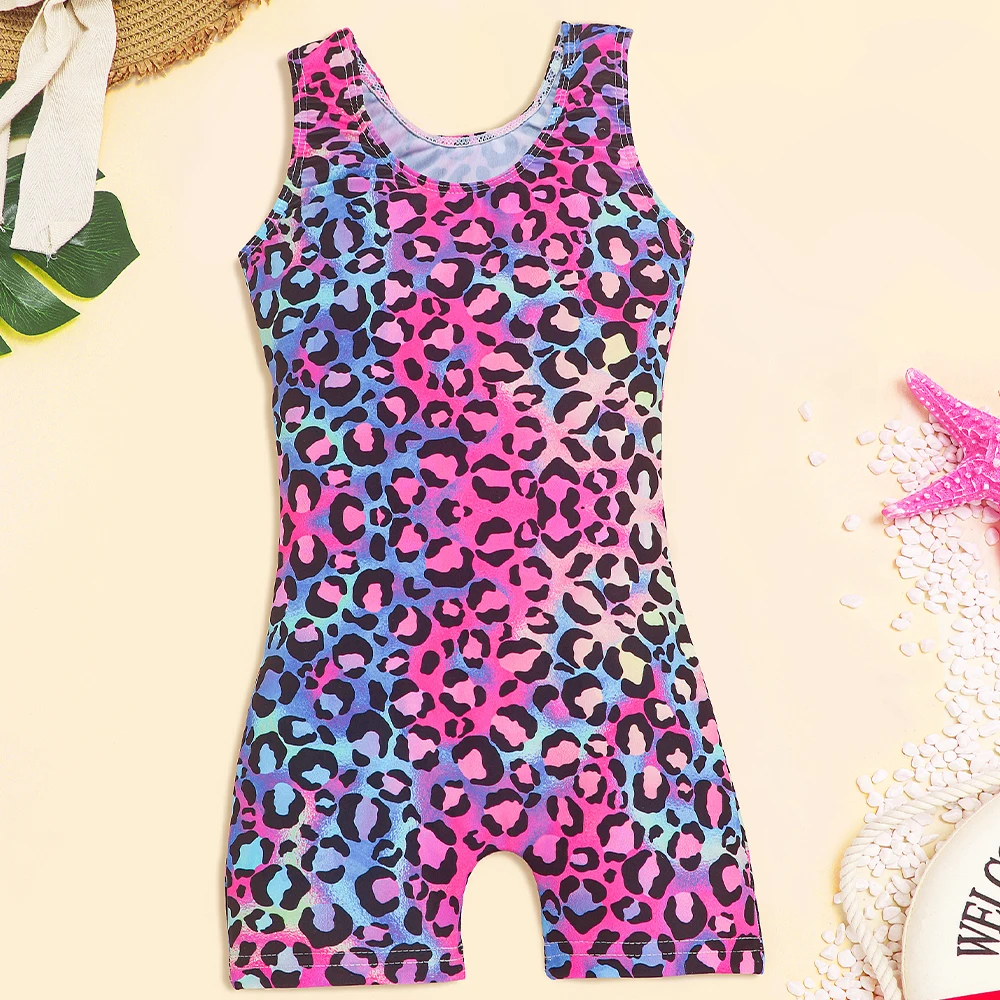 Girls One Piece Swimsuits Hawaiian Swimming Costume Summer Beach Sport Bathing Suit Leopard Print Swimwear