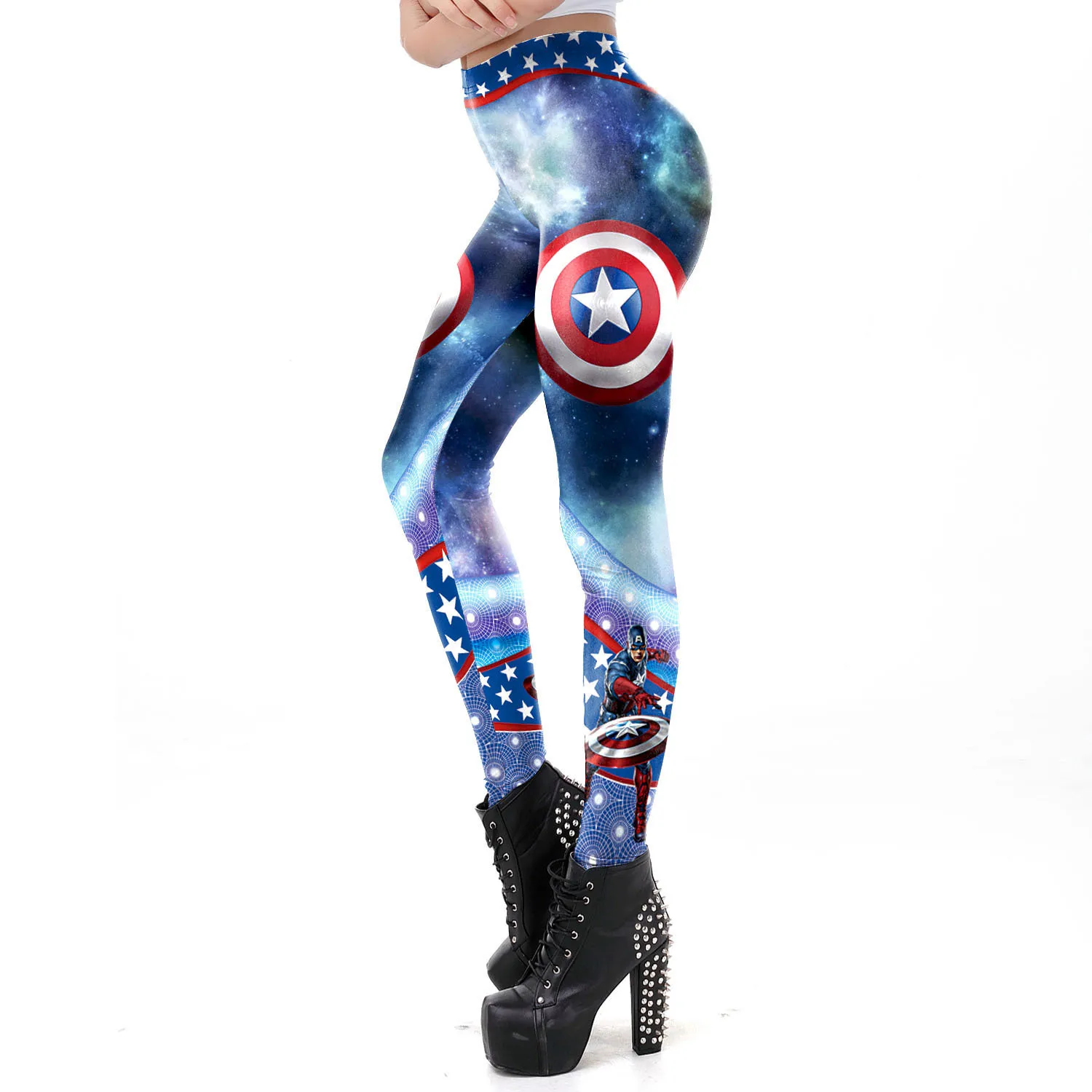 Nadanbao Independence Day Holiday Party Pants Women Sexy 3D Digital Printing Leggings Female Elastic Tights Mid Waist Trousers