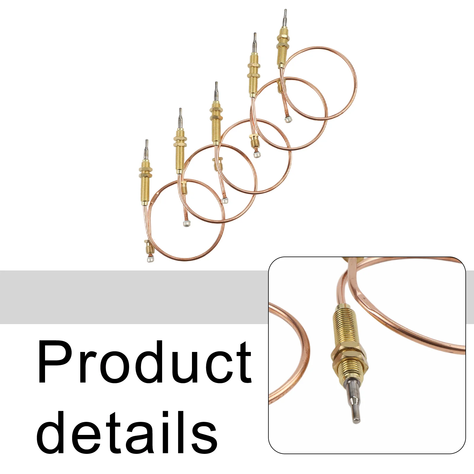 5PCS BBQ Thermocouple 30cm with M8 Threaded Tip for Gas Heater Ignition Flameout Safety Device Replacement for Ovens and Stoves