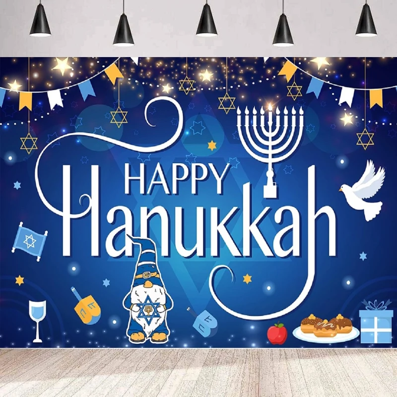 Photography Backdrop Jewish Happy Hanukkah Chanukah Party Banner For Jewish Festival Holiday Background Wall Poster Banner Decor