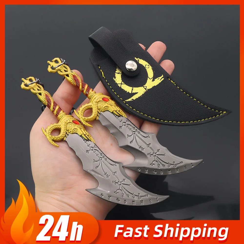 15 cm/5.9in God of War Ragnarok Kratos Armi Lame del Caos Runic Doppia Lama Modello di Gioco in Metallo Spada Samurai Regali Giocattoli Ragazzi