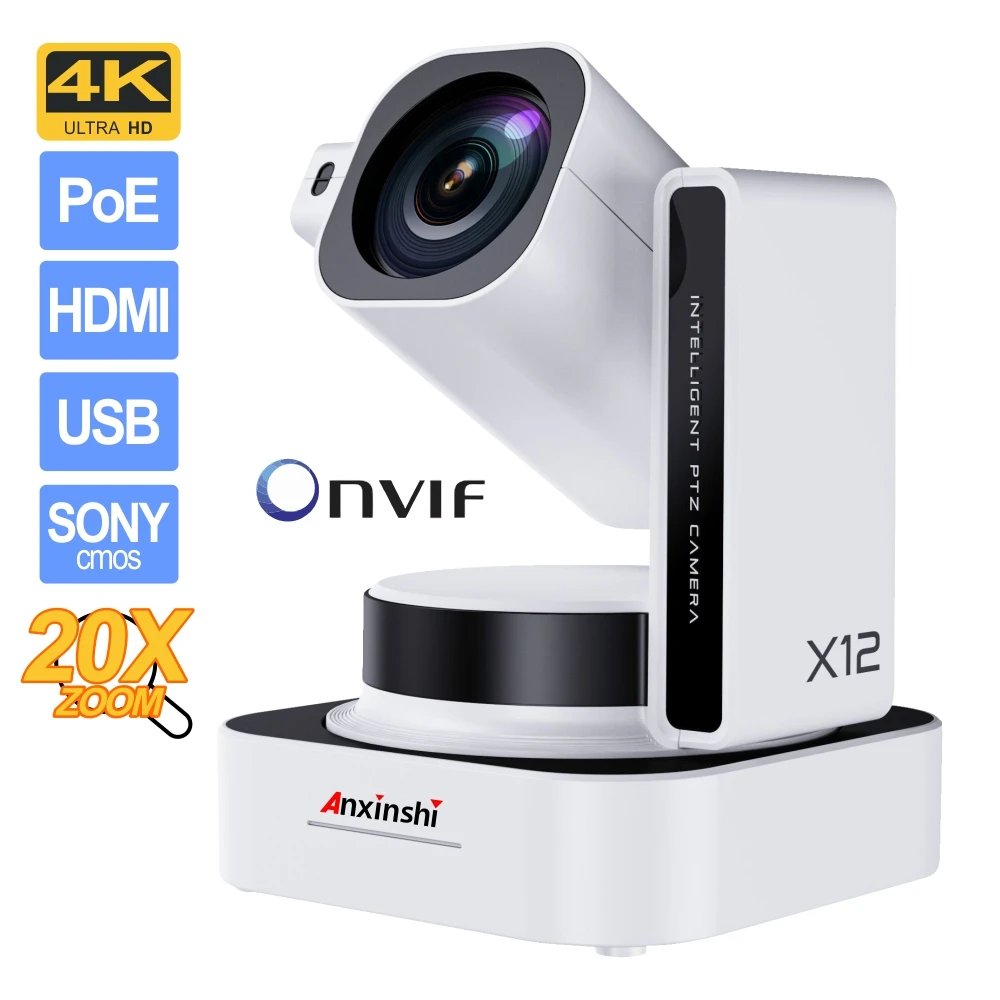 

Бренд ANXINSHI с 20-кратным зумом, 4K HD-камера для видеоконференций, HDMI, USB, IP, POE, PTZ-камера