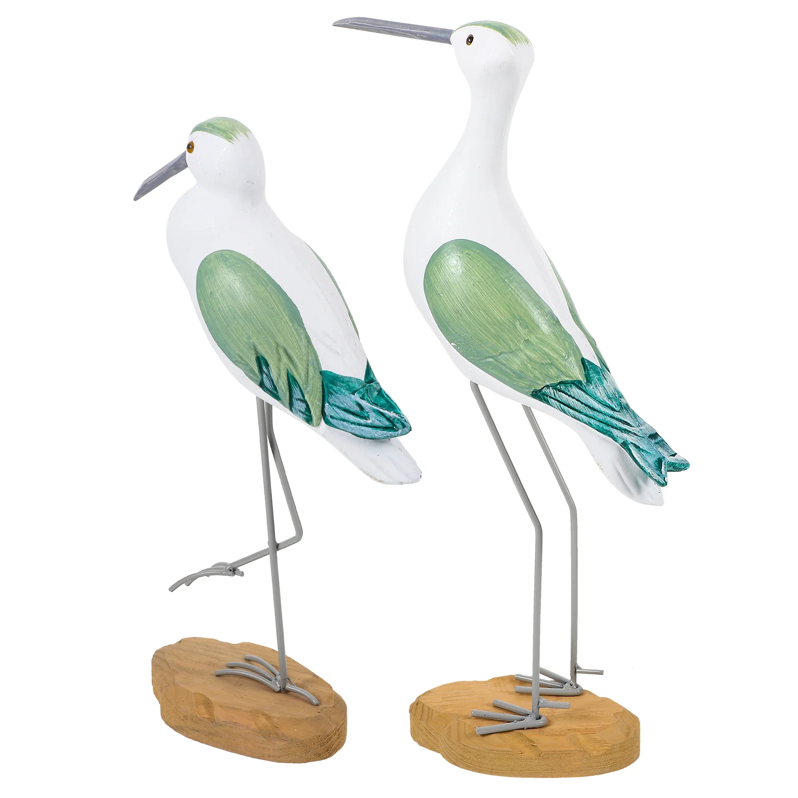 

2 Pcs Seagull Ornaments Statue Wooden Desktop Sculpture Decor Bird Feeders for Outdoors