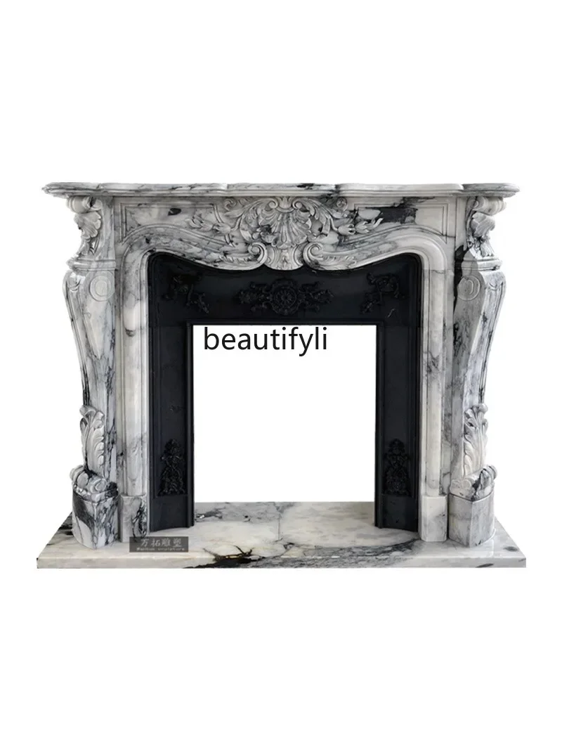 Marble Fireplace Arabescato French American Villa Living Room Curio  Fireplace  H