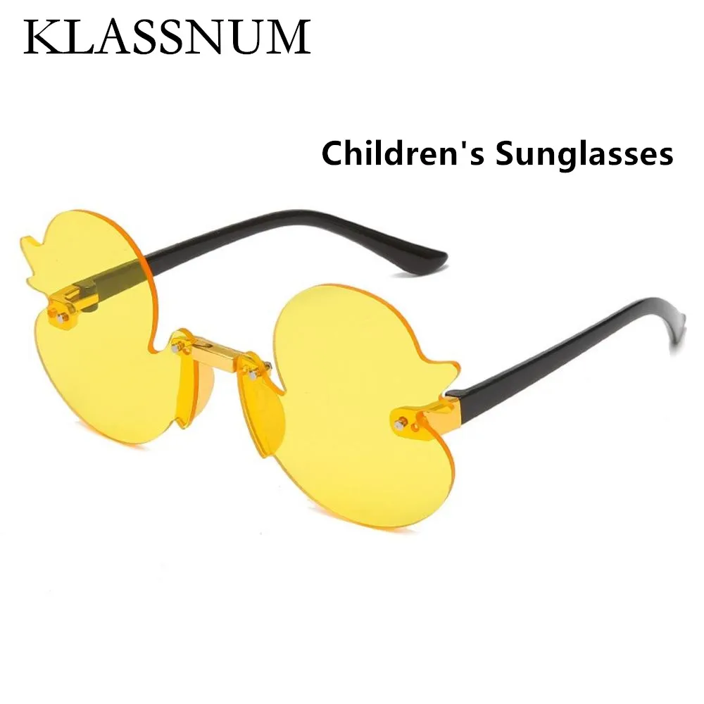 2024 Fashion Children Sunglasses Yellow Duck Shape Cute Girls Boys Kids Rimless Sun Glasses UV400 Protection Decorative Glasses