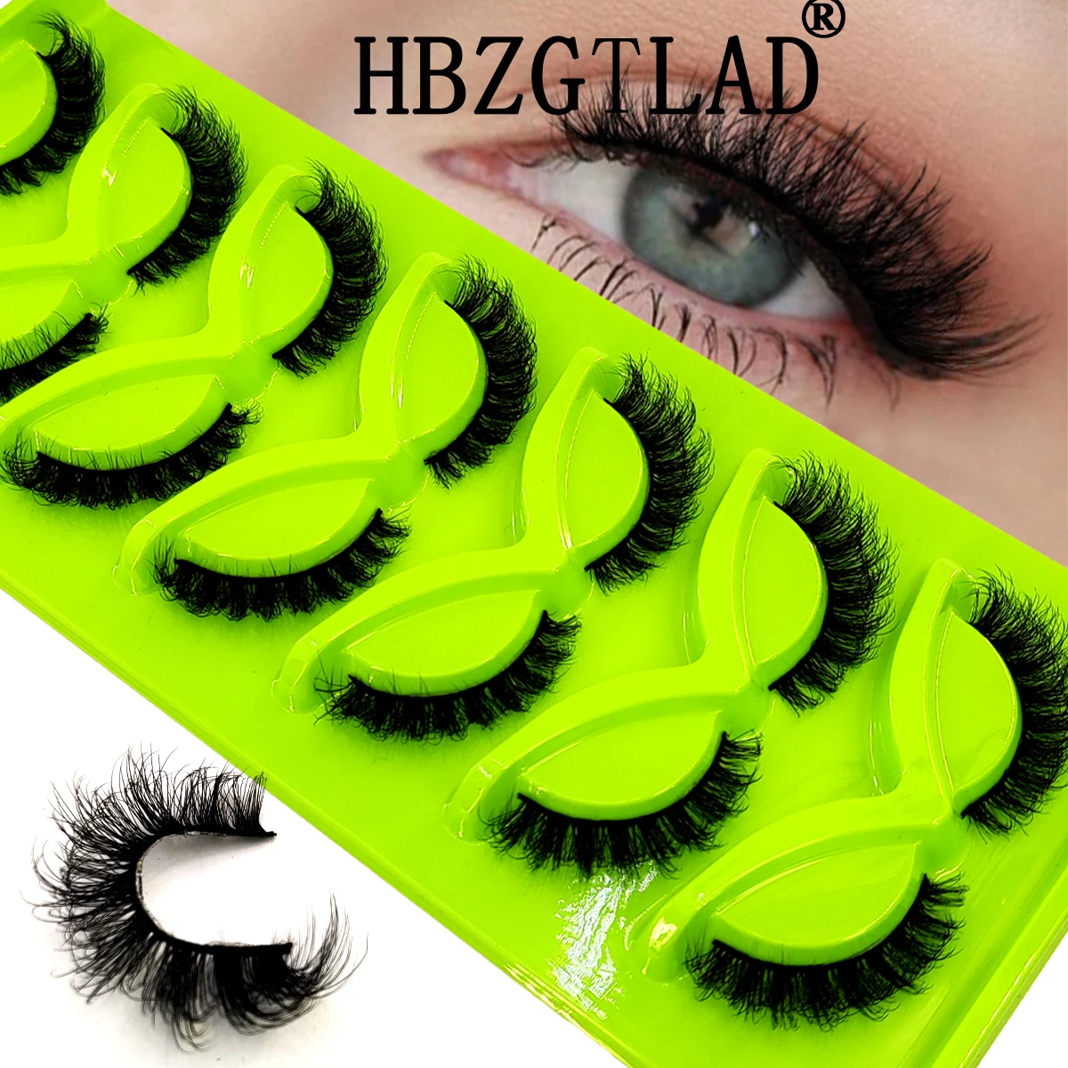 HBZGTLAD 7 Paar Katzenwimpern, flauschige künstliche Nerzwimpern, natürliches Aussehen, falsche Wimpern, tägliche Party, wiederverwendbare Kosmetik