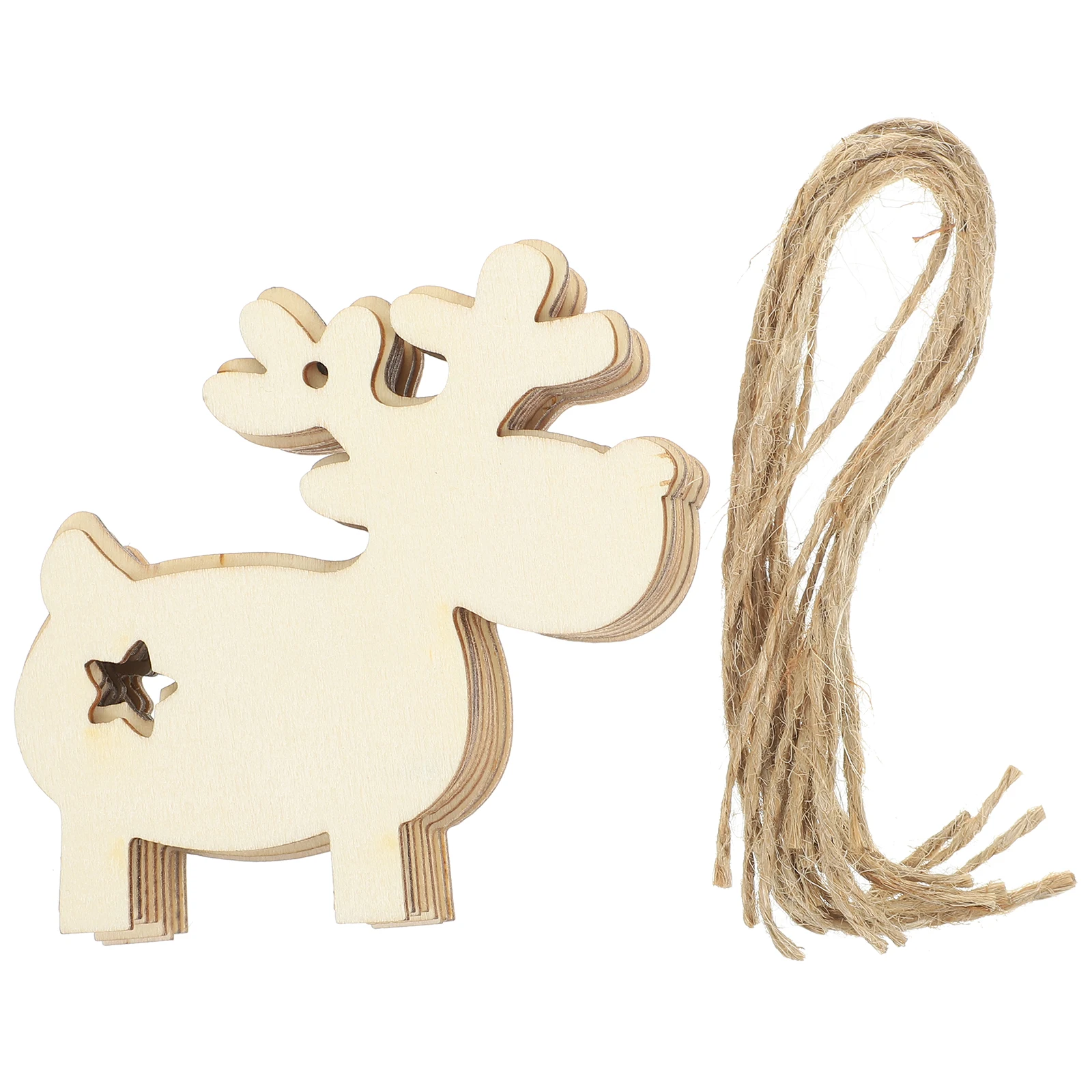 

30Pcs Wooden Christmas Pendants DIY Painting Tags Xmas Hanging Ornaments Decorations with Rope Star Christmas Tree