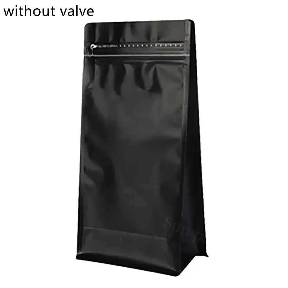 50pcs Matte Black 4oz 8oz 12oz 16oz 32oz Aluminum Foil Doypack Mylar Storage Food Flat Bottom Coffee Bean Powder Bag