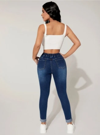 Y2K Jeans Women's Denim Pants Drawstring Elastic Waist Tight Jeans Vintage Sexy Low Waist Fashion Casual Commuting Denim Pants