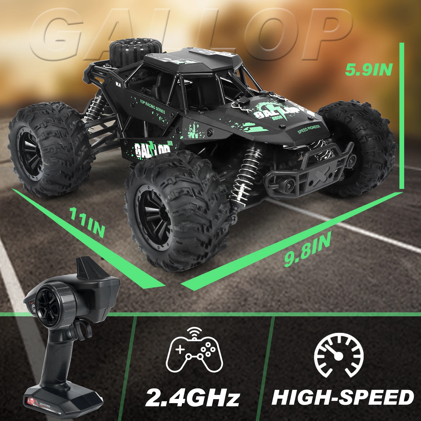 TINGEN 1:16 Fast Brush RC Trucks for Adults Max 50+ MPH, 1 AA Lithium Battery, Waterproof Remote Control Car Sand, Snow and Mud