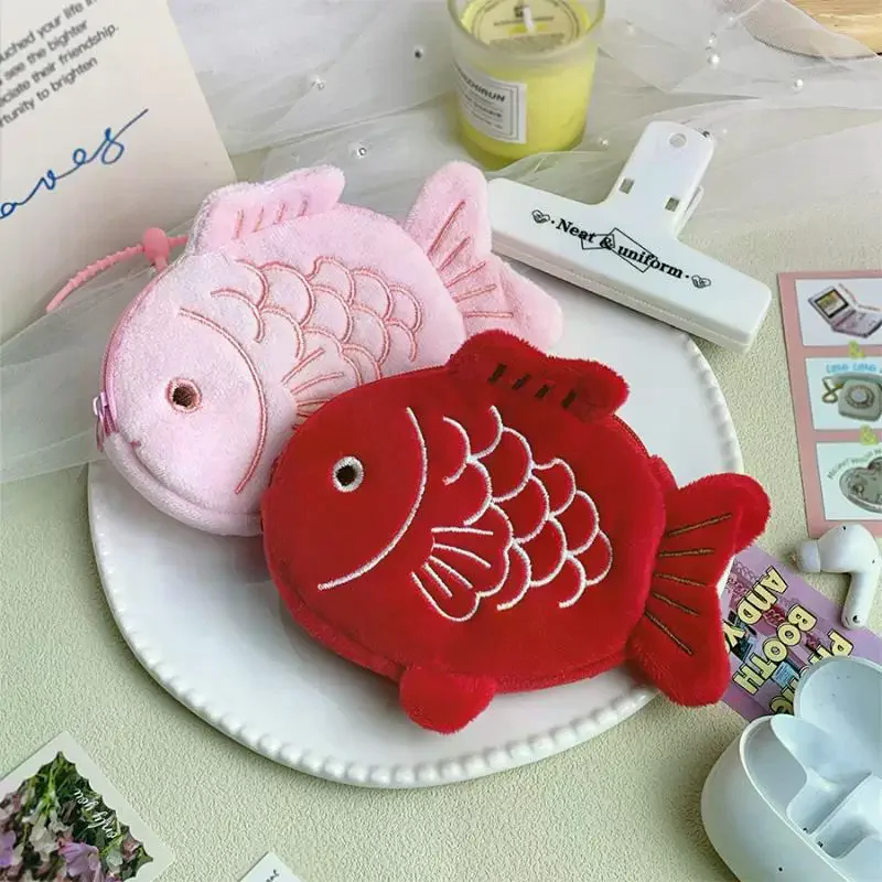 Koi Fish Plush Coin Purse Cartoon Wallet with Zipper for Kids Gifts and Storage Solutions