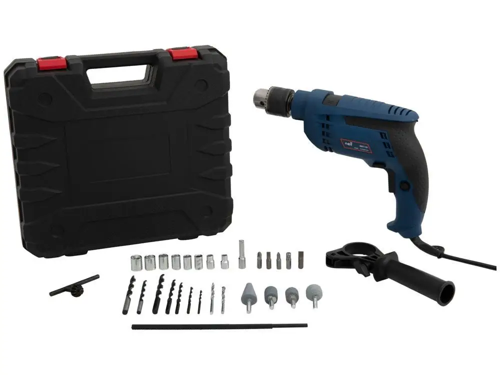 Nell Impact Drill 650W Variable Speed and Reversible 1/2 ”with Case 27 Pieces MB7130 - 220V