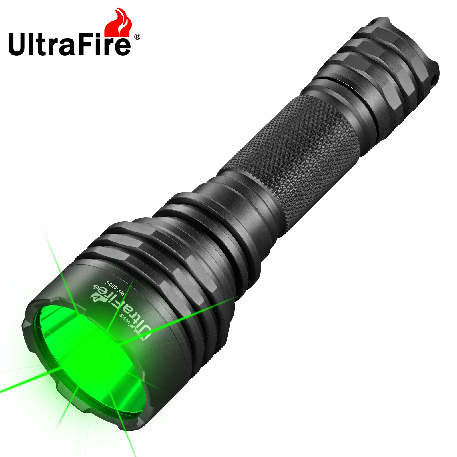 Lampe de poche de chasse verte UltraFire WF-509G 10 W 500 mètres longue portée torche LED tactique 18650 projecteur de vision nocturne rechargeable Fox Hog Predator Light