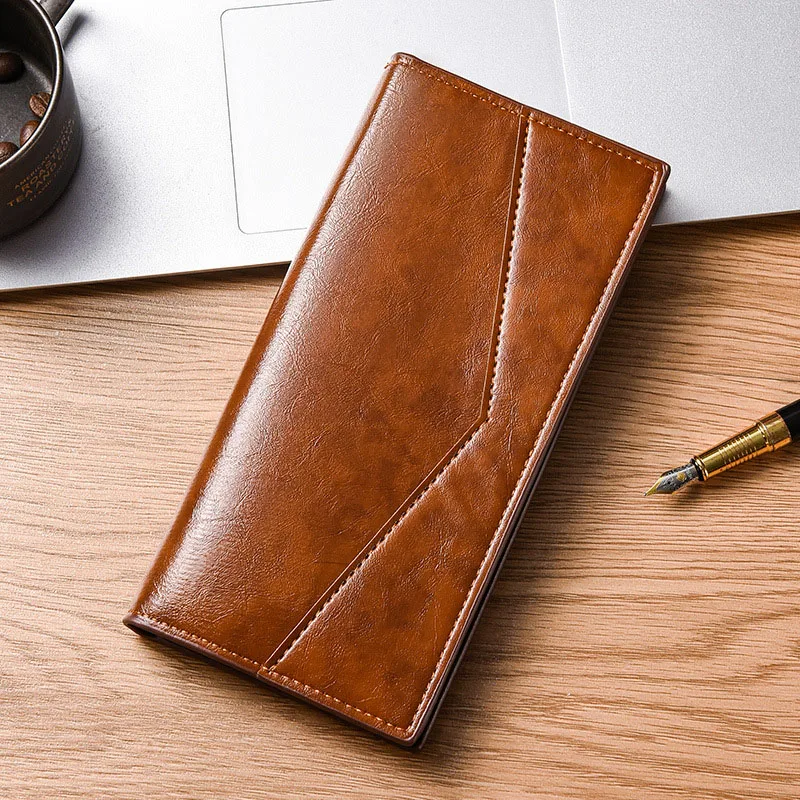 Trendy Men High Quality Long PU Leather Wallet Man For Business Clutch Credit Card Holder Purse Carteira Billfold Money Clip