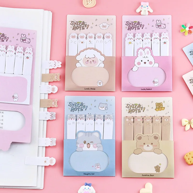 40pcs/lot Kawaii Cat Bear Rabbit AnimalMemo Pad Sticky Notes Cute N Times Stationery Label Notepad Bookmark Post School Supply