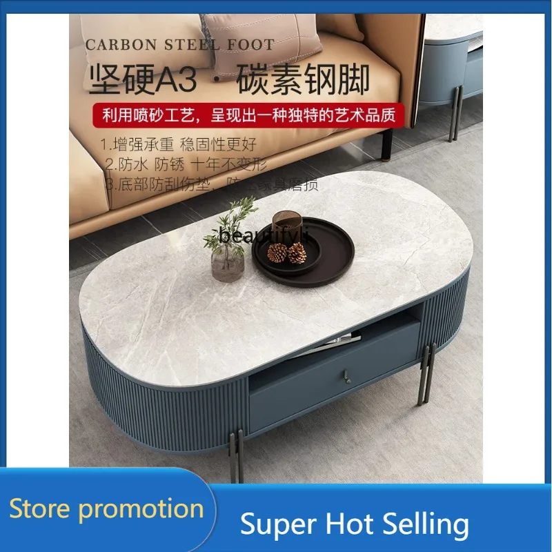 A443 لوحة حجرية خفيفة ساطعة طاولة القهوة تلفزيون خزانة مزيج الحد الأدنى قوس ضوء طاولة القهوة الفاخرة جوهرة الأزرق