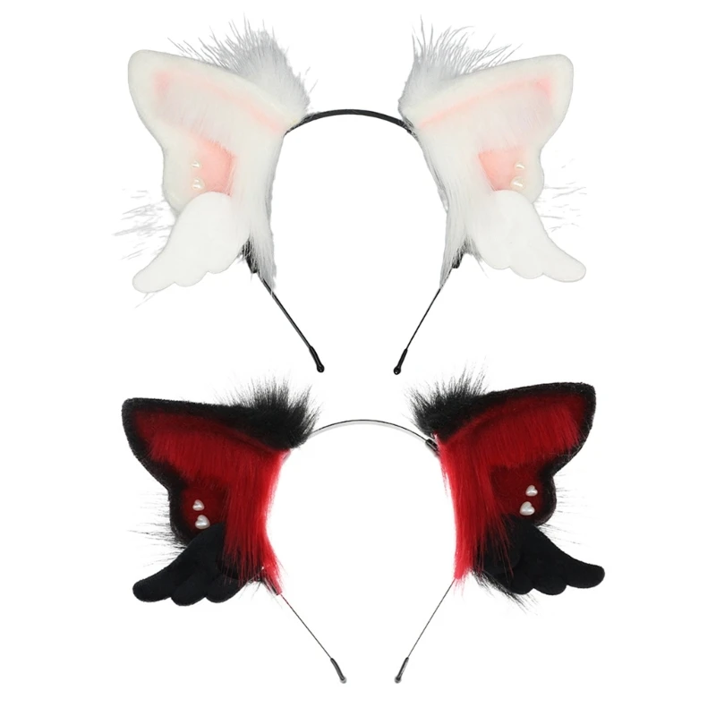 

Anime Plush Cats Ear HairHoop Role Play Game Stage Hairband Halloween Headpiece