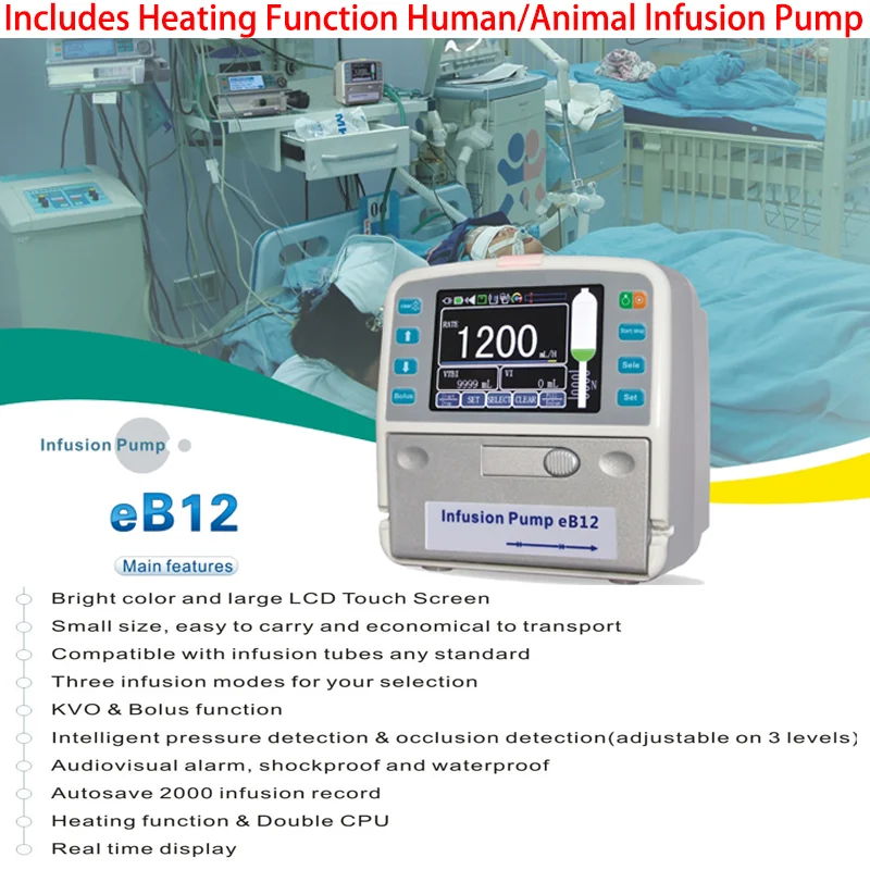 Syringe Pump Infusion pump infusion warmer Nutrition pump LCD real-time Alarm Rechargable battery（Human or Veterinary Use)