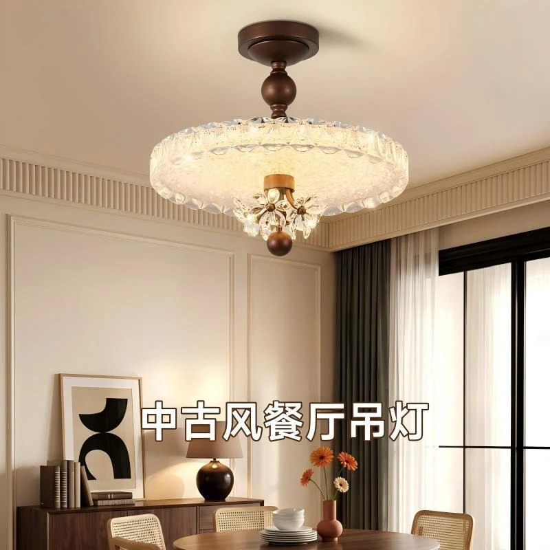 Postmodern Designer Creativity Walnut Wood Crystal Chandelier Living Room Study Hotel Lobby Eye Protection Premium Feel Lighting