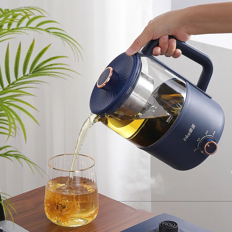 600W Electric Kettle Pu'er Glass Teapot Automatic Thermal Insulation Steam Boiling Tea Kettle Health Pot Tea Making Vessel 1.2L