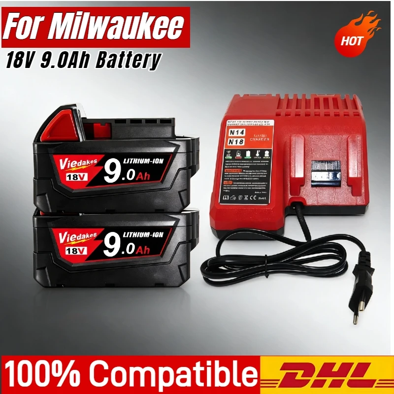100% New 18V 12.0Ah For Milwaukee 18v Battery Li-Ion Replacement Battery For M18 48-11-2830 0730-20 power Tool battery🧩