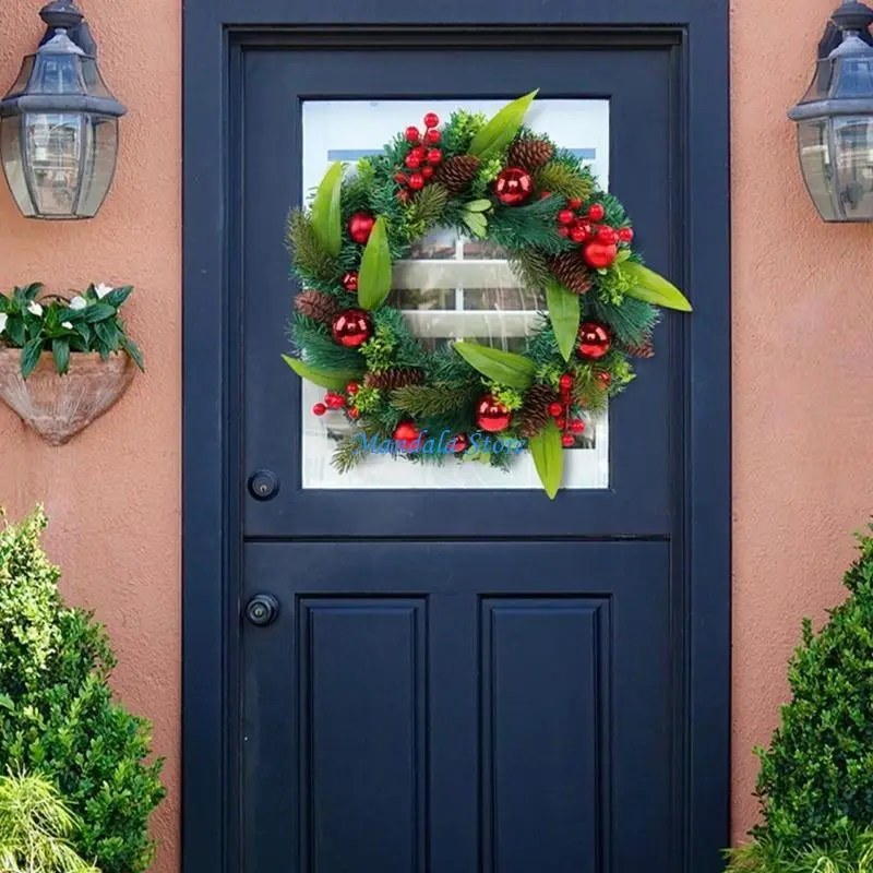 

U2JC Happy Christmas Wreath Elegant Christmas Wreath Festival Wedding Wreath