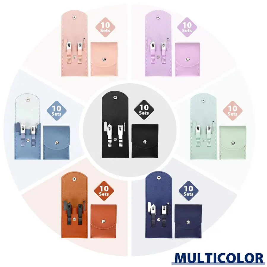 マニキュアセット、業務用ネイルケアキット、ネイルクリッパーキット、ステンレス製ペディキュアセット、トラベルケース付き、マルチカラー