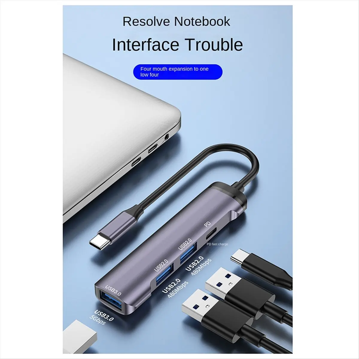 NEW Hub Type-C to USB3.0 USB2.0 PD Adapter Docking Station for Computer Notebook Tablet USB Flash Drive Mobile Phone-B