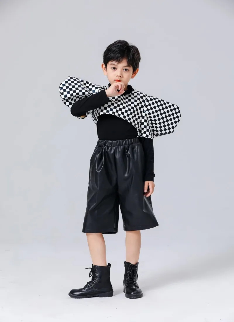 Boys Stage Catwalk T-table Locomotive Suit Black And White Model Competition Technology Sense Children's Performance Suit Meta U